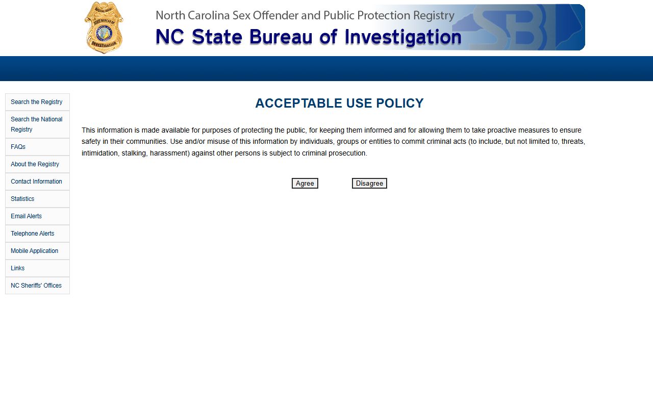 Cleveland County arrest records sex offender registry charge distinction