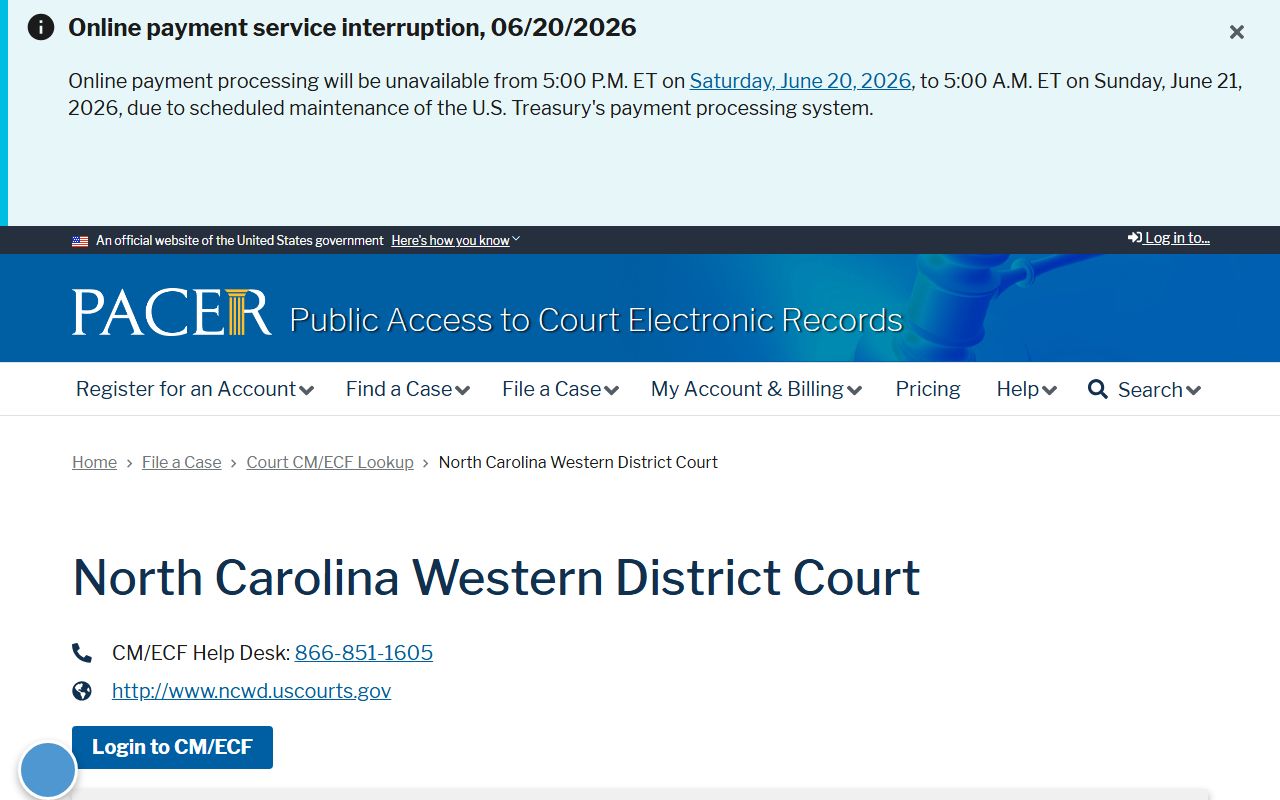 Cleveland County court dockets PACER Western District lookup