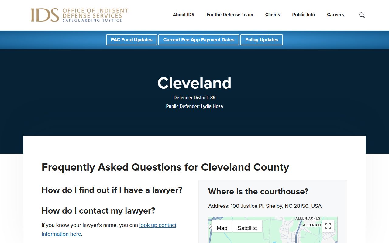 Cleveland County criminal court records IDS Defender District 39