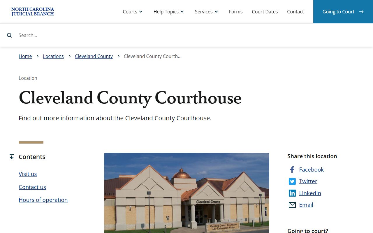 Cleveland County court records courthouse address and hours