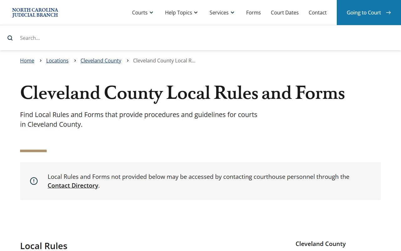 Cleveland County court records local rules and forms