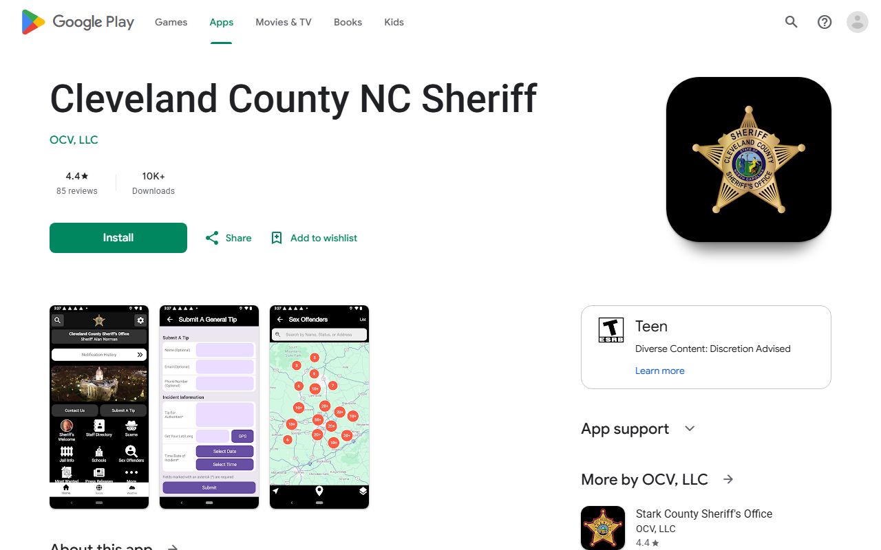 Cleveland County inmate search Google Play Sheriff app