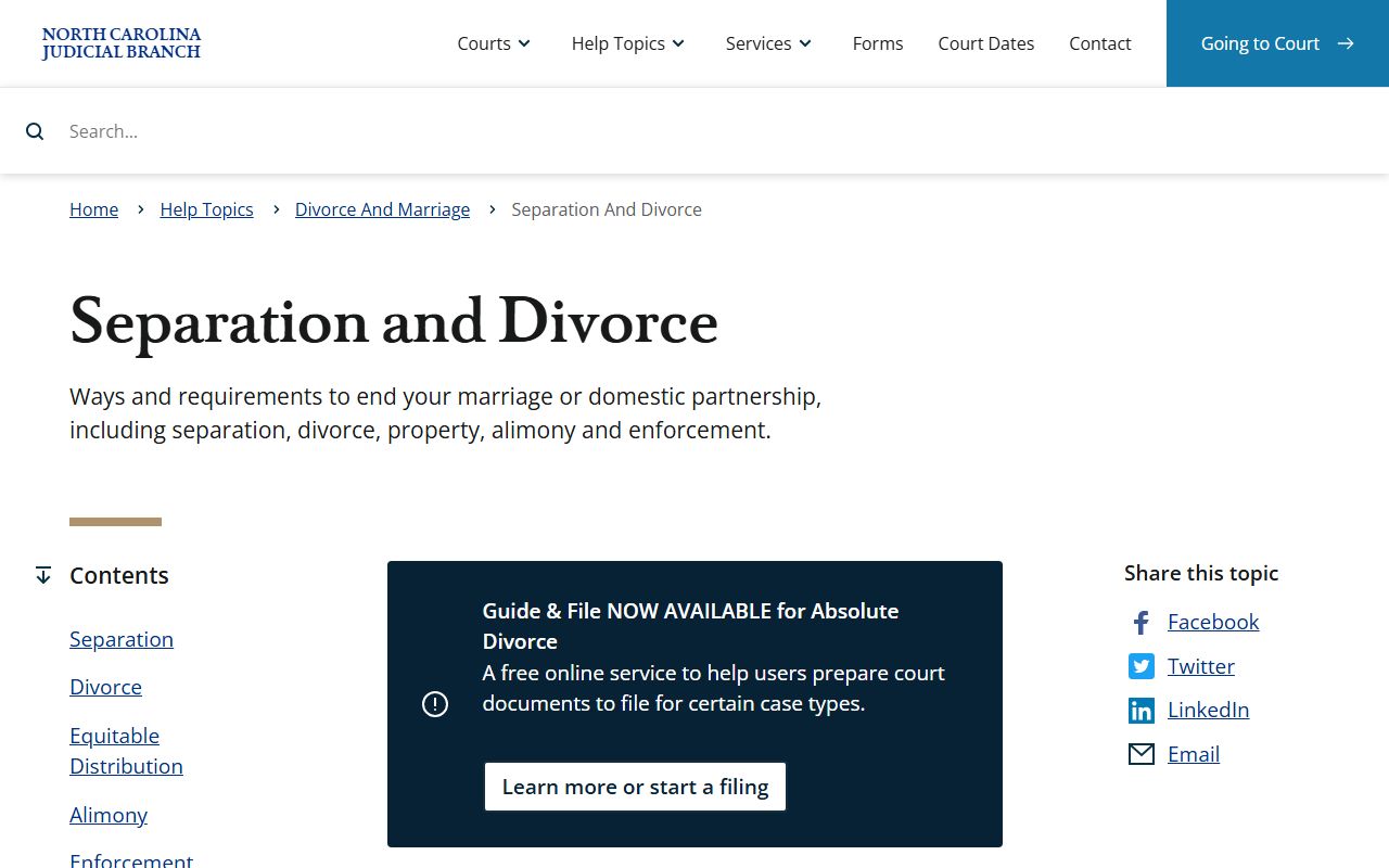 Cleveland County divorce records North Carolina separation and divorce guidance