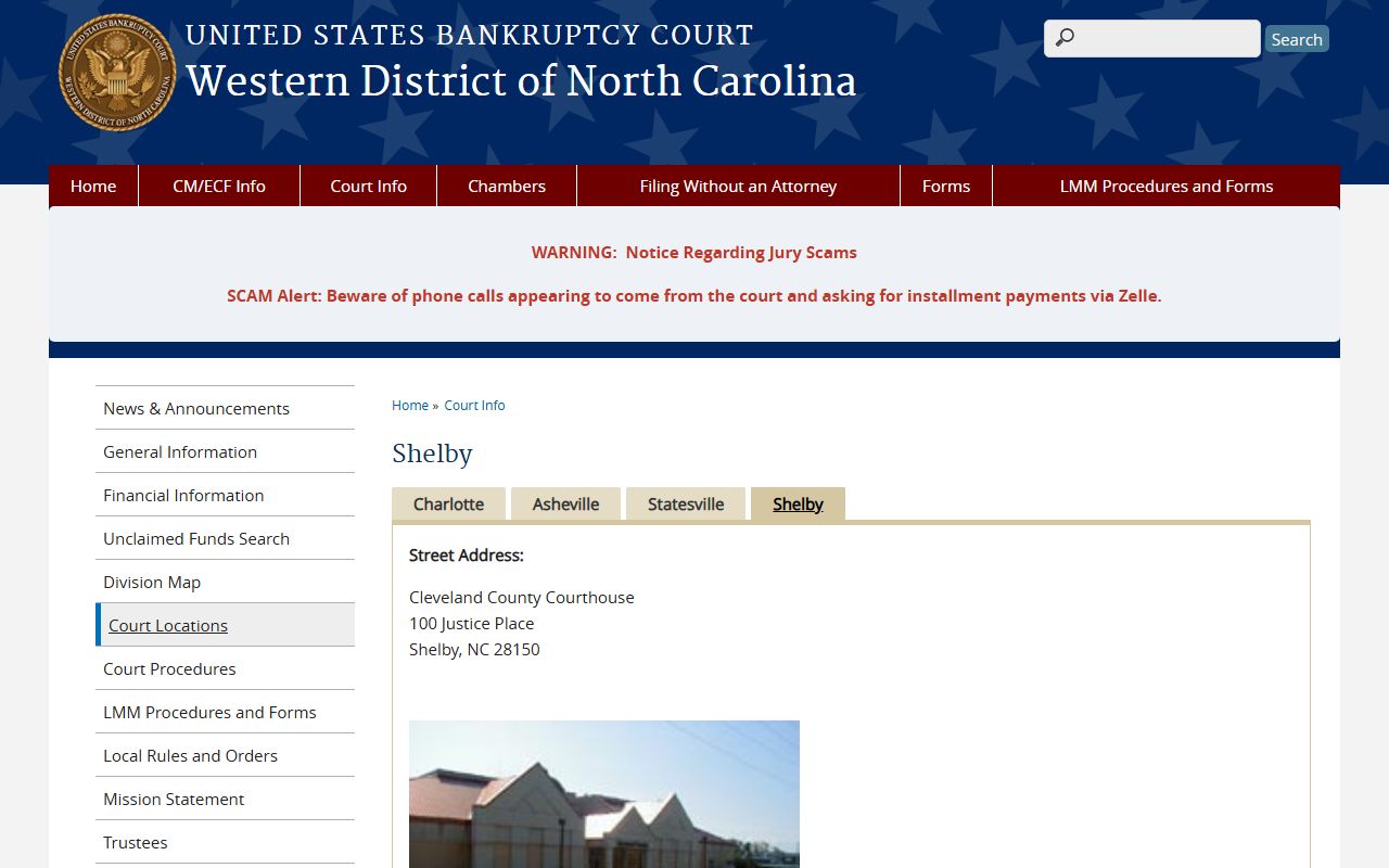 Cleveland County probate records bankruptcy court Shelby location