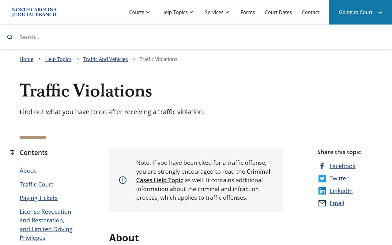 Cleveland County traffic court records traffic violations guidance